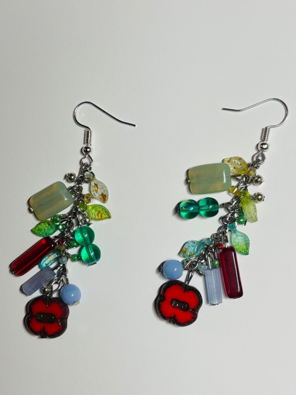 OOAK Handmade Botanical Floral Dangle Earrings Fairycore